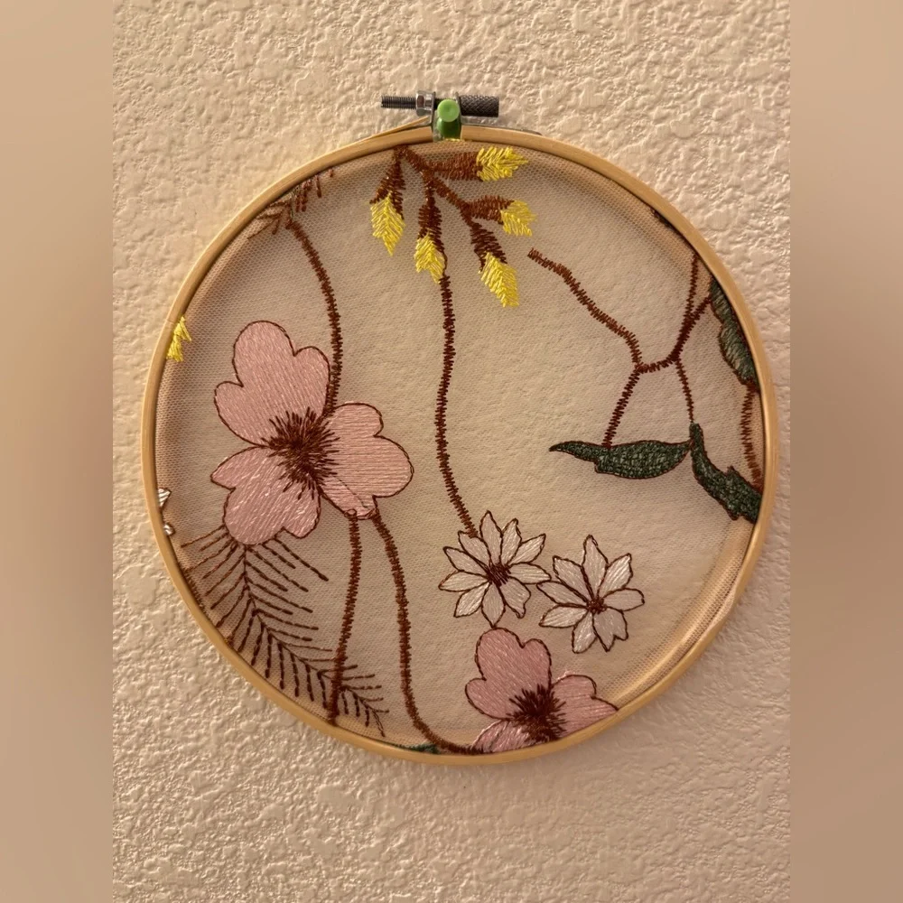 Wall Decor | Handmade Floral Embroidery Hoop Wall Decor Set Pink And ...